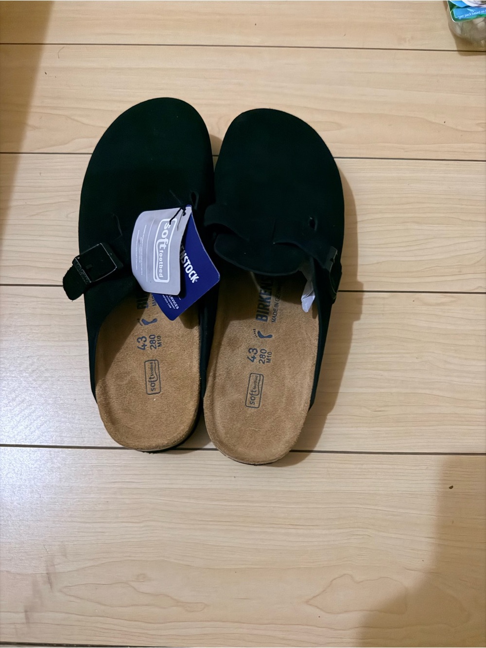 Birkenstock Black Suede Clog with Tan Footbed